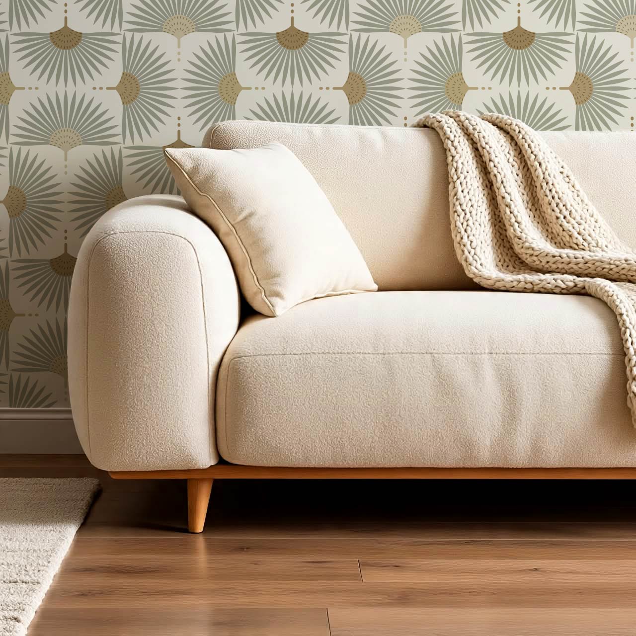 Renilda Mid-Century Sunburst Sage Mustard Wallpaper