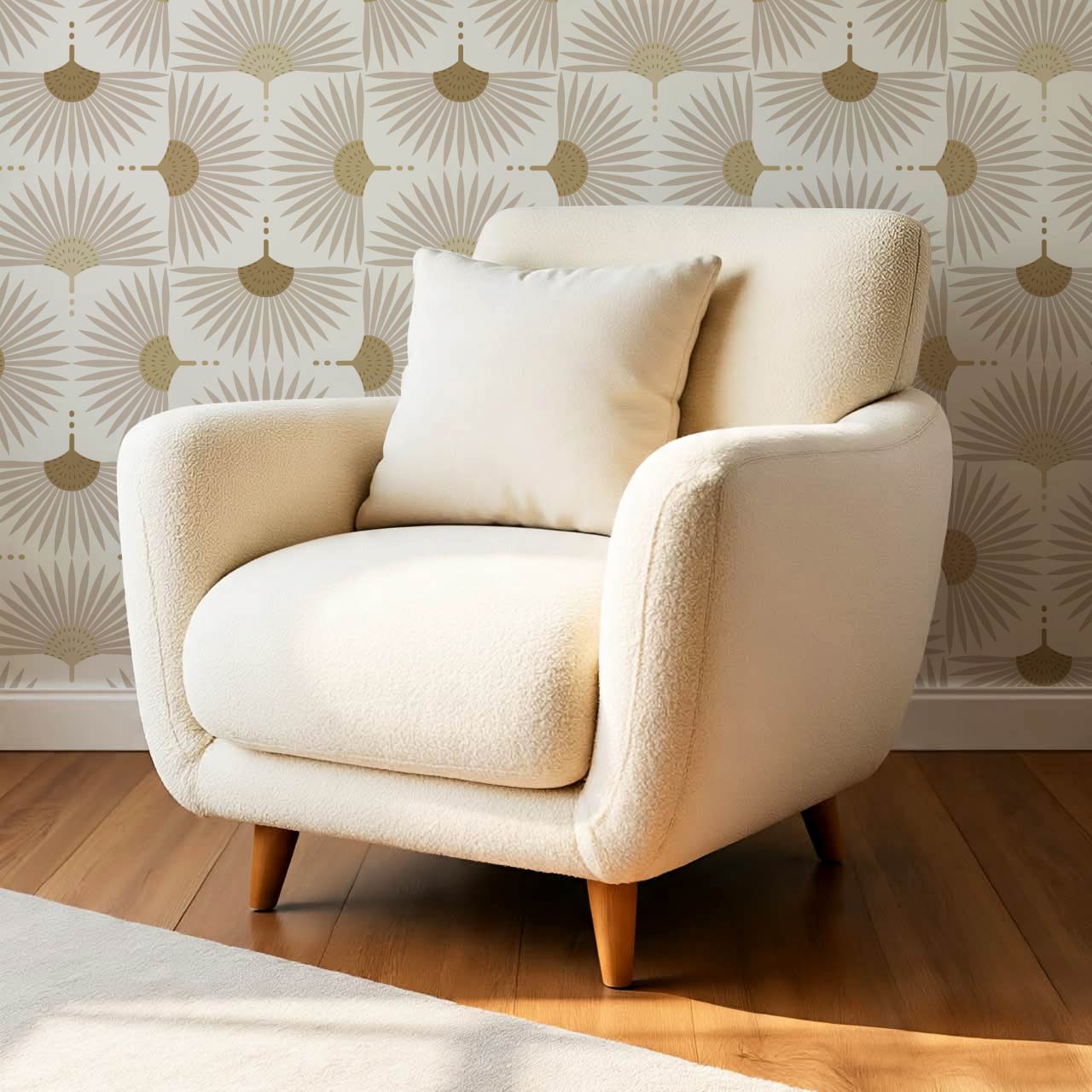 Renilda Mid-Century Sunburst Taupe Mustard Wallpaper