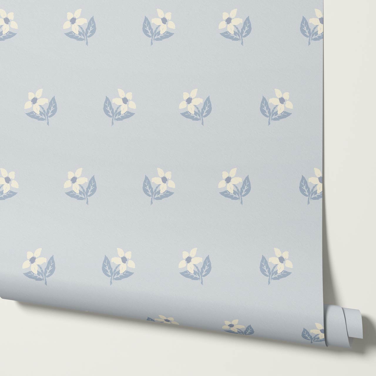 Rima Simple Anemone Blue Cream Wallpaper