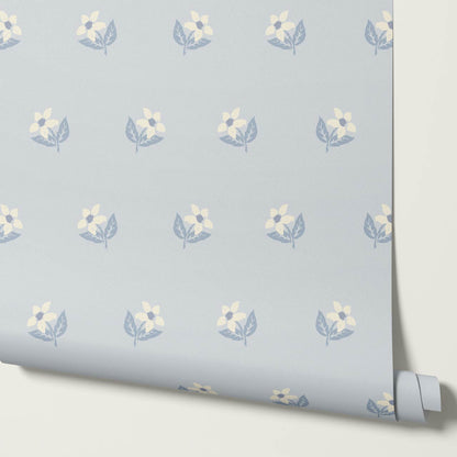 Rima Simple Anemone Blue Cream Wallpaper
