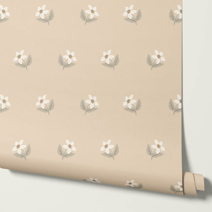Rima Simple Anemone Tan Cream Wallpaper