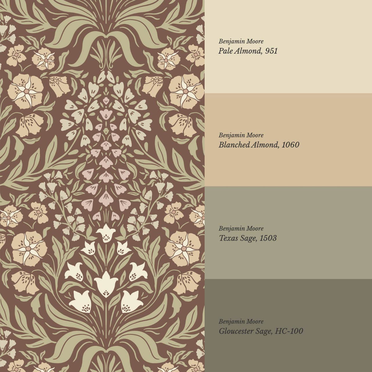 Rimia English Garden Brown Olive Almond Wallpaper