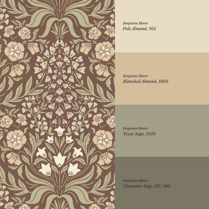 Rimia English Garden Brown Olive Almond Wallpaper