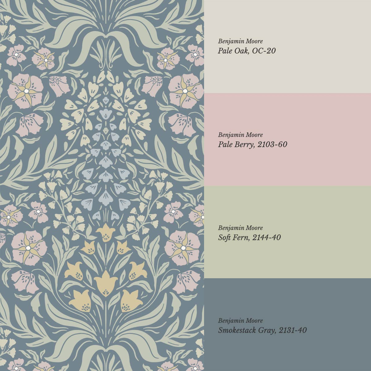 Rimia English Garden Gray Sky Pale Mauve Wallpaper