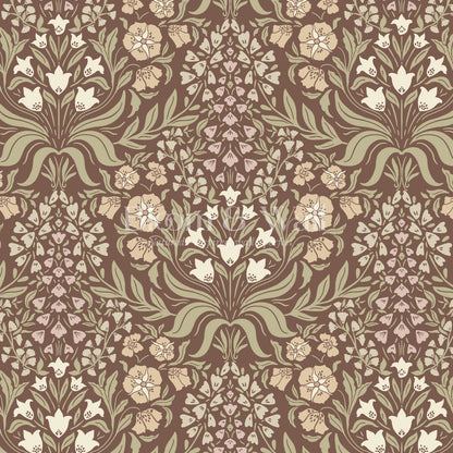 Rimia English Garden Brown Olive Almond Wallpaper