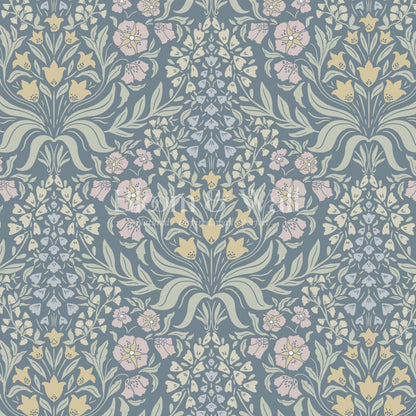 Rimia English Garden Gray Sky Pale Mauve Wallpaper