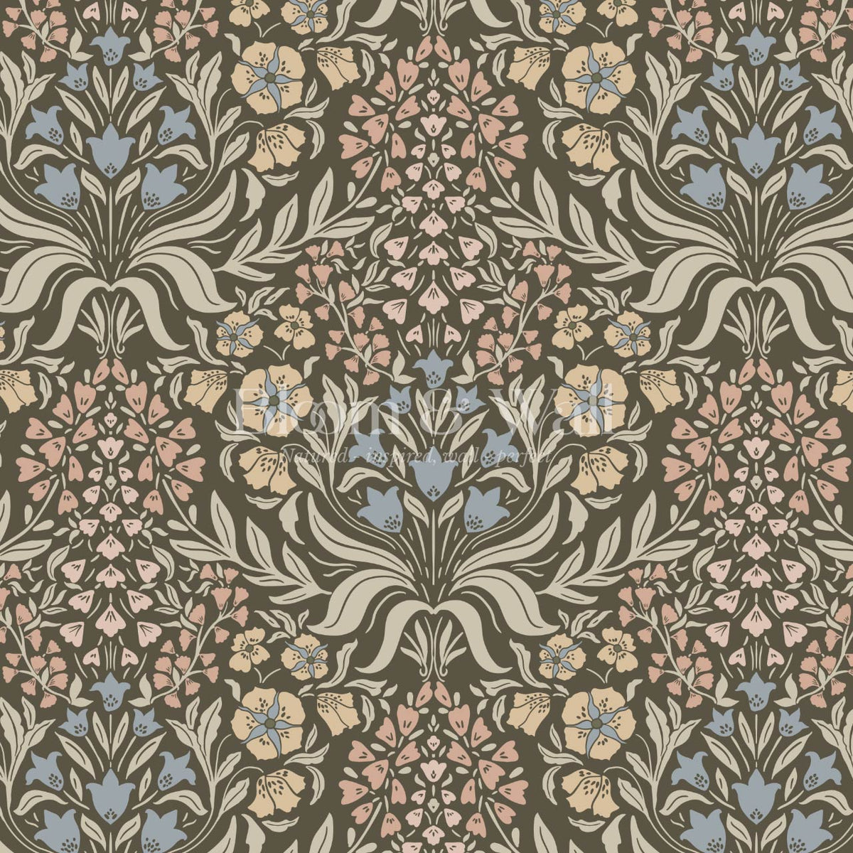 Rimia English Garden Earth Taupe Pale Mauve Wallpaper