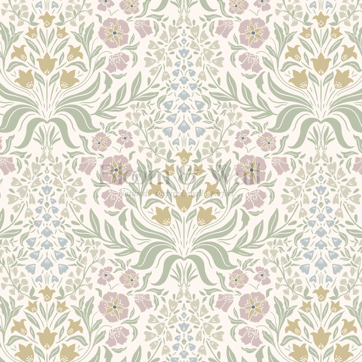 Rimia English Garden Soft Cream Sage Blush Wallpaper