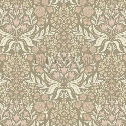Rimia English Garden Green Olive Beige Pale Mauve Wallpaper