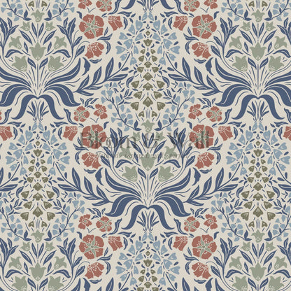 Rimia English Taupe Navy Red Clay Sage Wallpaper