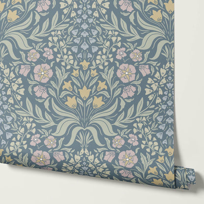 Rimia English Garden Gray Sky Pale Mauve Wallpaper