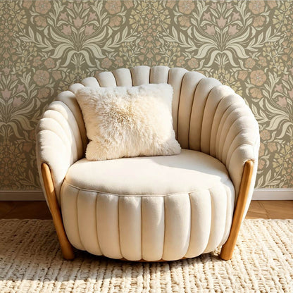 Rimia English Garden Green Olive Beige Pale Mauve Wallpaper