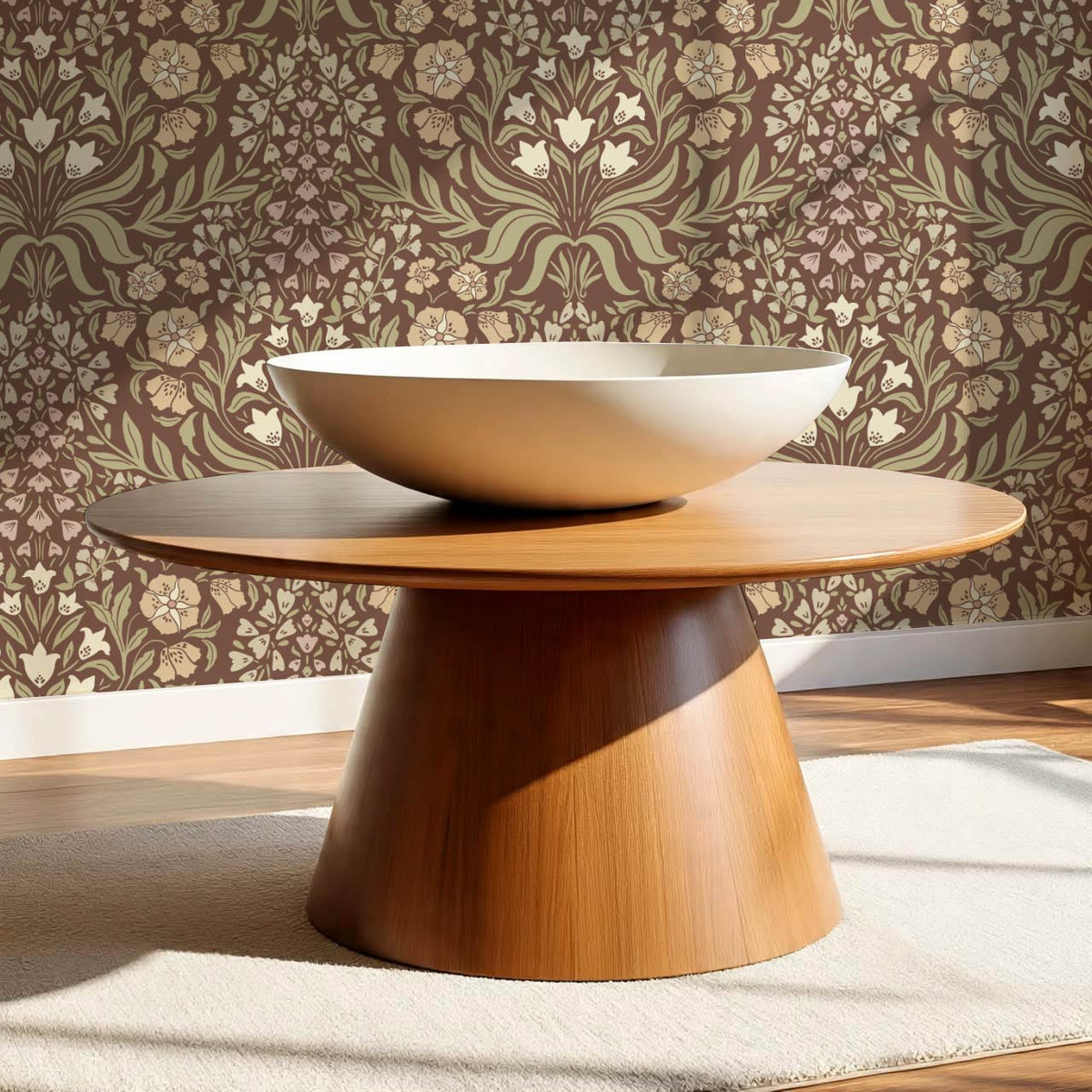 Rimia English Garden Brown Olive Almond Wallpaper