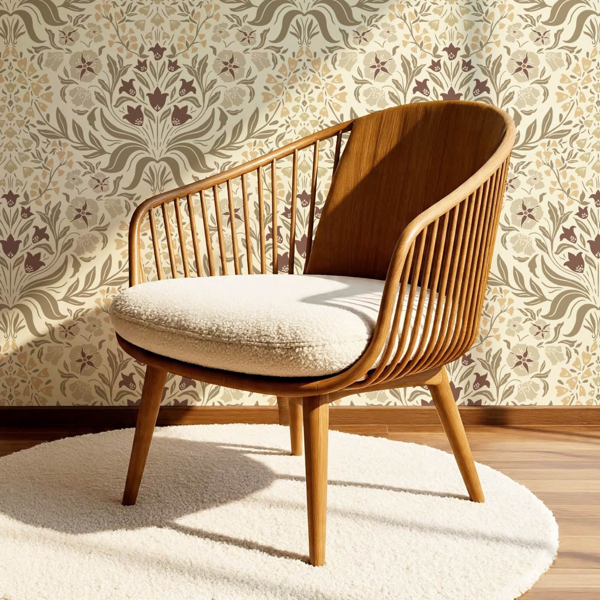 Rimia English Garden Warm Cream Olive Wallpaper