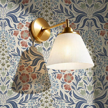 Rimia English Taupe Navy Red Clay Sage Wallpaper