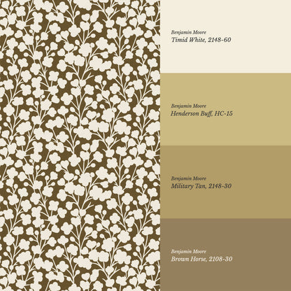 Riva Gypsophila Flowers Olive Wallpaper
