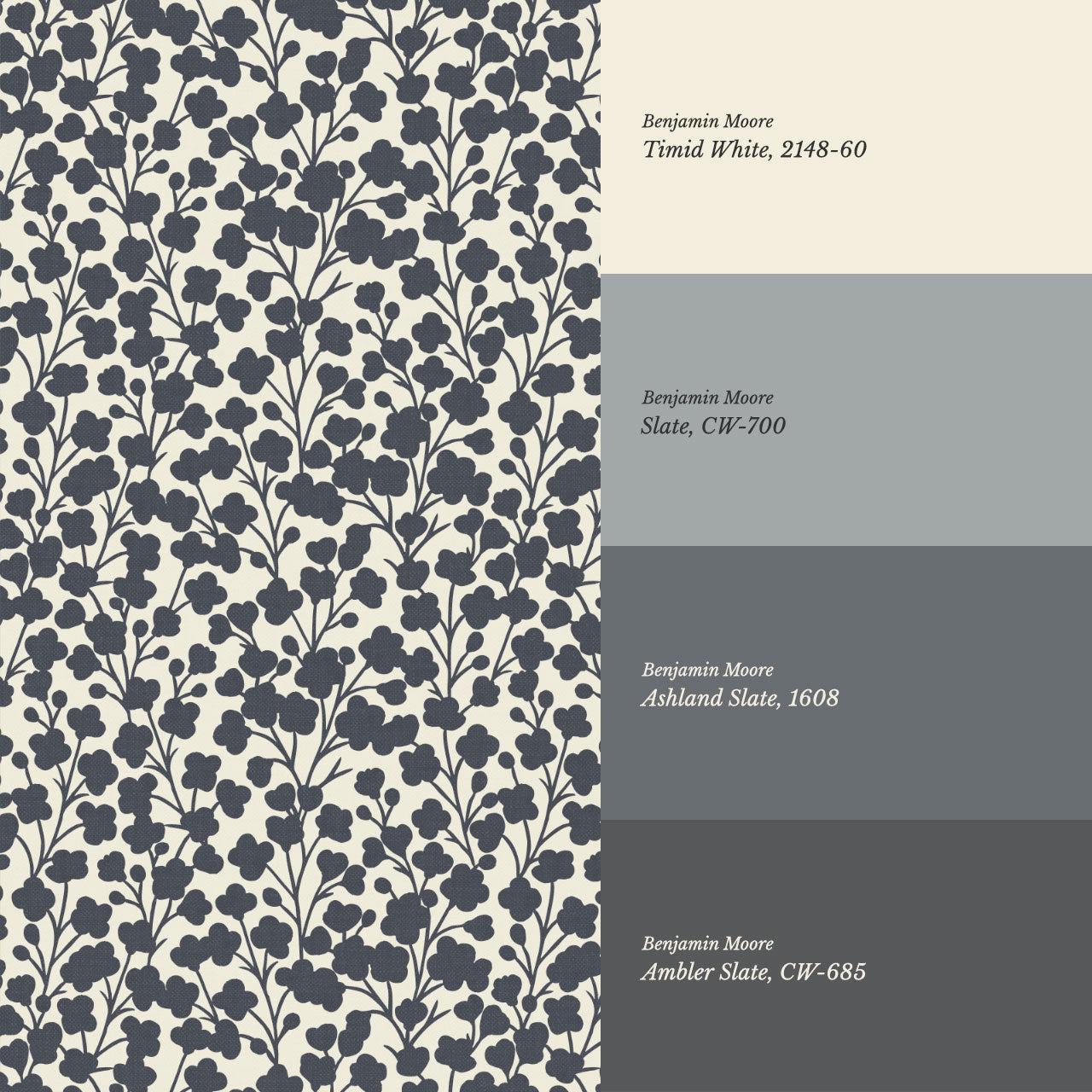 Riva Gypsophila Flowers Slate Wallpaper