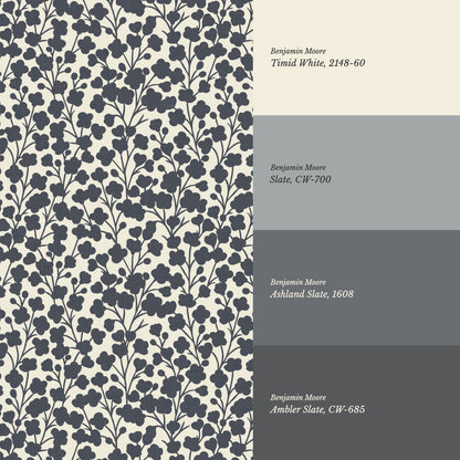 Riva Gypsophila Flowers Slate Wallpaper