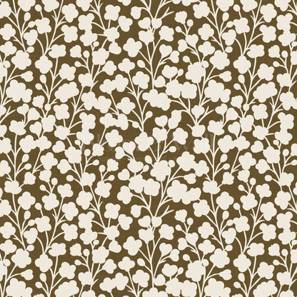 Riva Gypsophila Flowers Olive Wallpaper