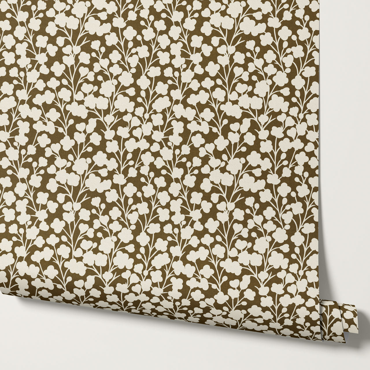Riva Gypsophila Flowers Olive Wallpaper