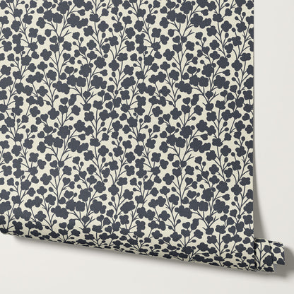 Riva Gypsophila Flowers Slate Wallpaper