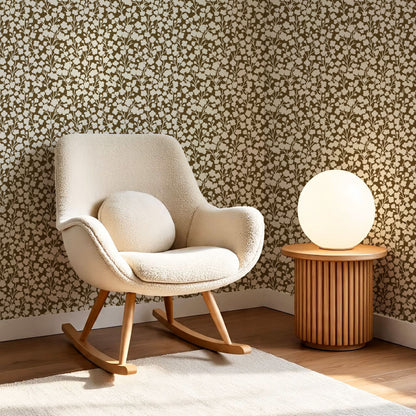 Riva Gypsophila Flowers Olive Wallpaper