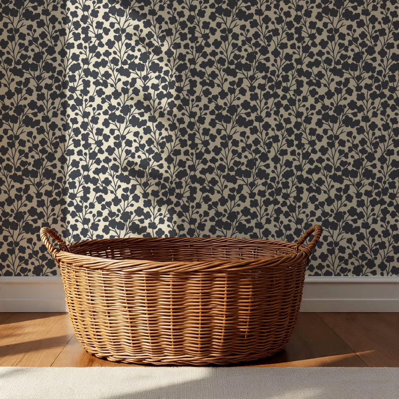 Riva Gypsophila Flowers Slate Wallpaper