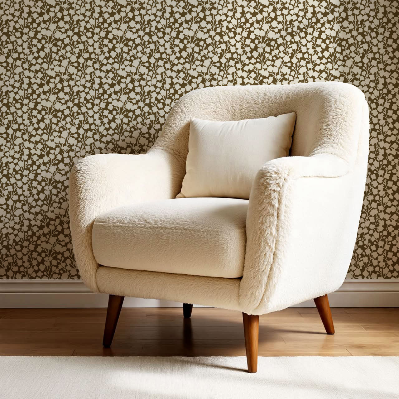 Riva Gypsophila Flowers Olive Wallpaper