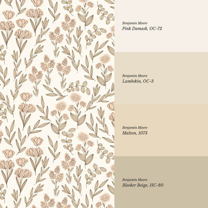River Country Floral Yellow Peach Wallpaper