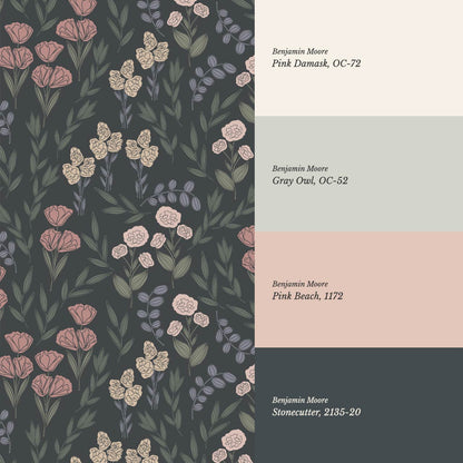 River Country Floral Moody Green Wallpaper
