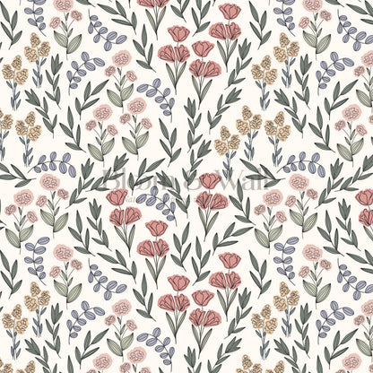 River Country Floral Blush Green Wallpaper