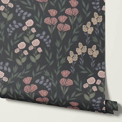 River Country Floral Moody Green Wallpaper