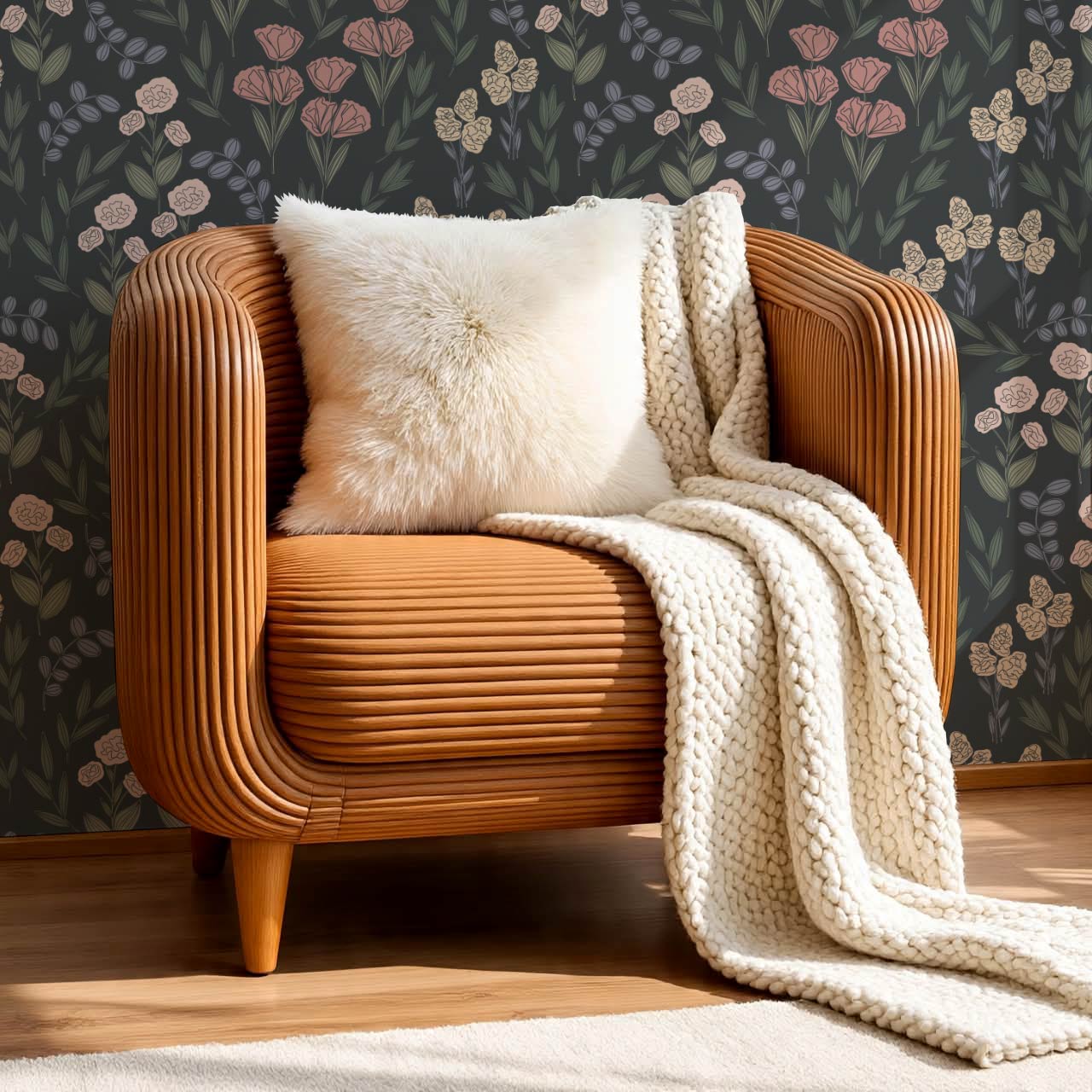 River Country Floral Moody Green Wallpaper