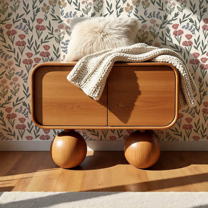 River Country Floral Blush Green Wallpaper