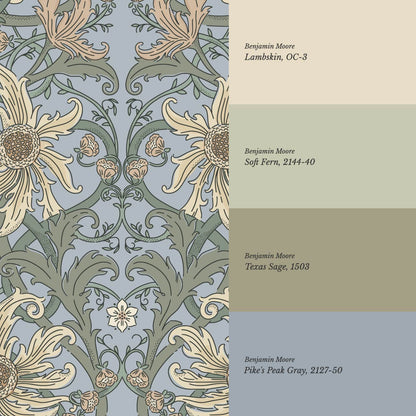 Robin Heritage Bloomery Blue Butter Wallpaper