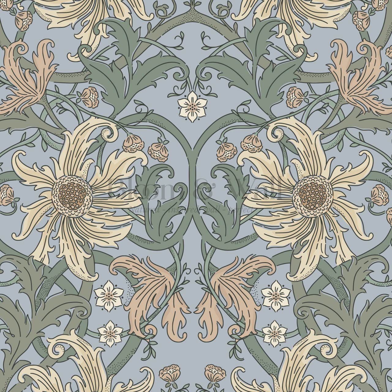 Robin Heritage Bloomery Blue Butter Wallpaper