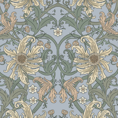 Robin Heritage Bloomery Blue Butter Wallpaper
