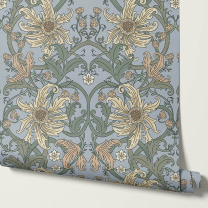 Robin Heritage Bloomery Blue Butter Wallpaper