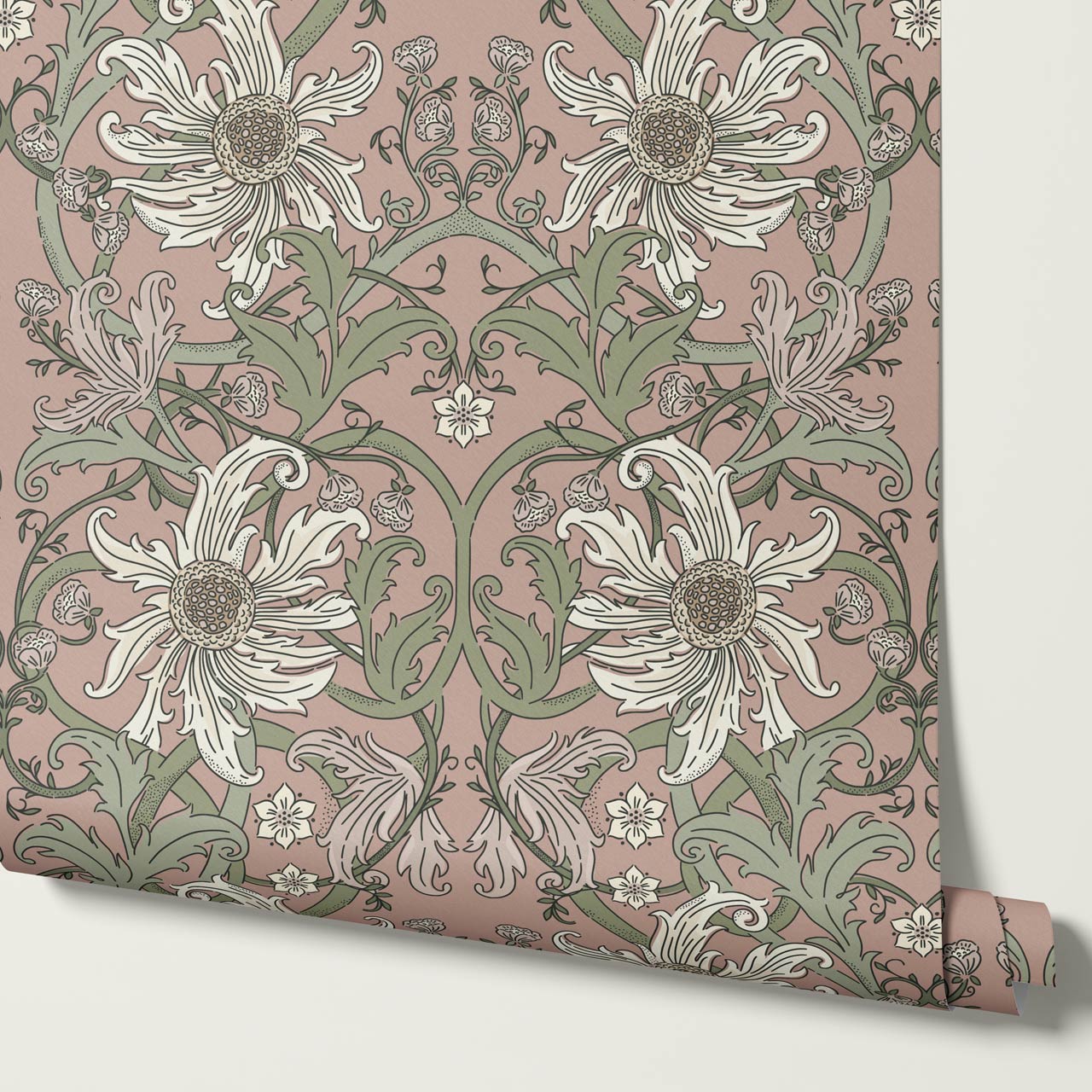 Robin Heritage Bloomery Mauve Sage Wallpaper