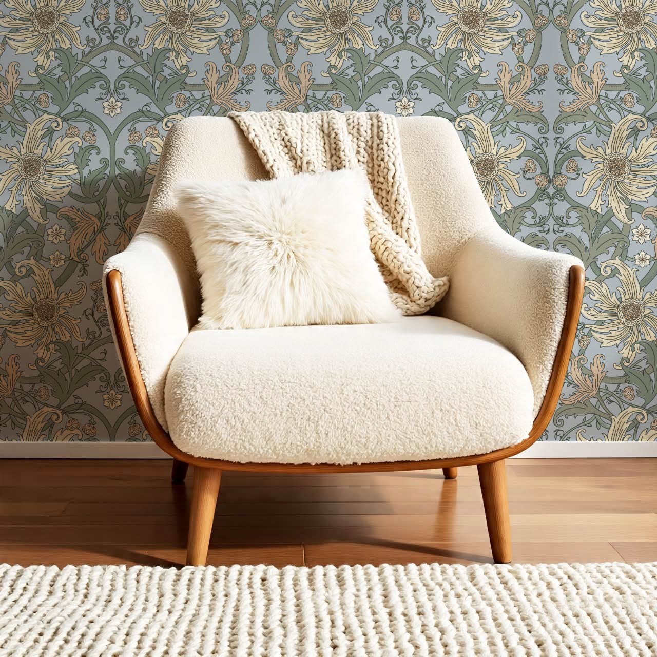 Robin Heritage Bloomery Blue Butter Wallpaper