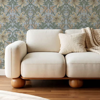 Robin Heritage Bloomery Blue Butter Wallpaper