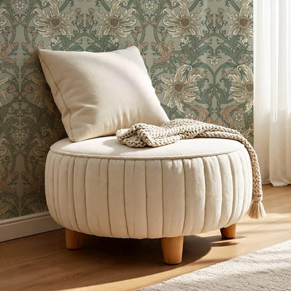 Robin Heritage Bloomery Sage Tan Wallpaper