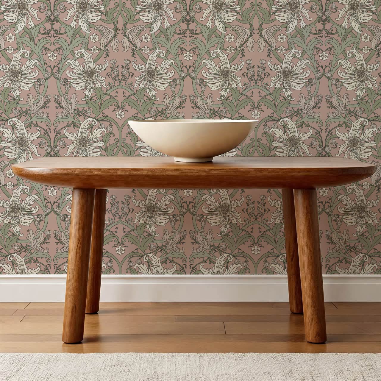 Robin Heritage Bloomery Mauve Sage Wallpaper