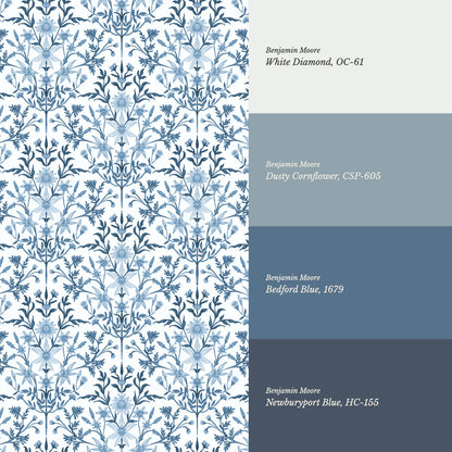 Rochelle Blue Floral Wallpaper