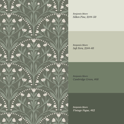 Rochelle Creeping Trellis Scallop Forest Wallpaper