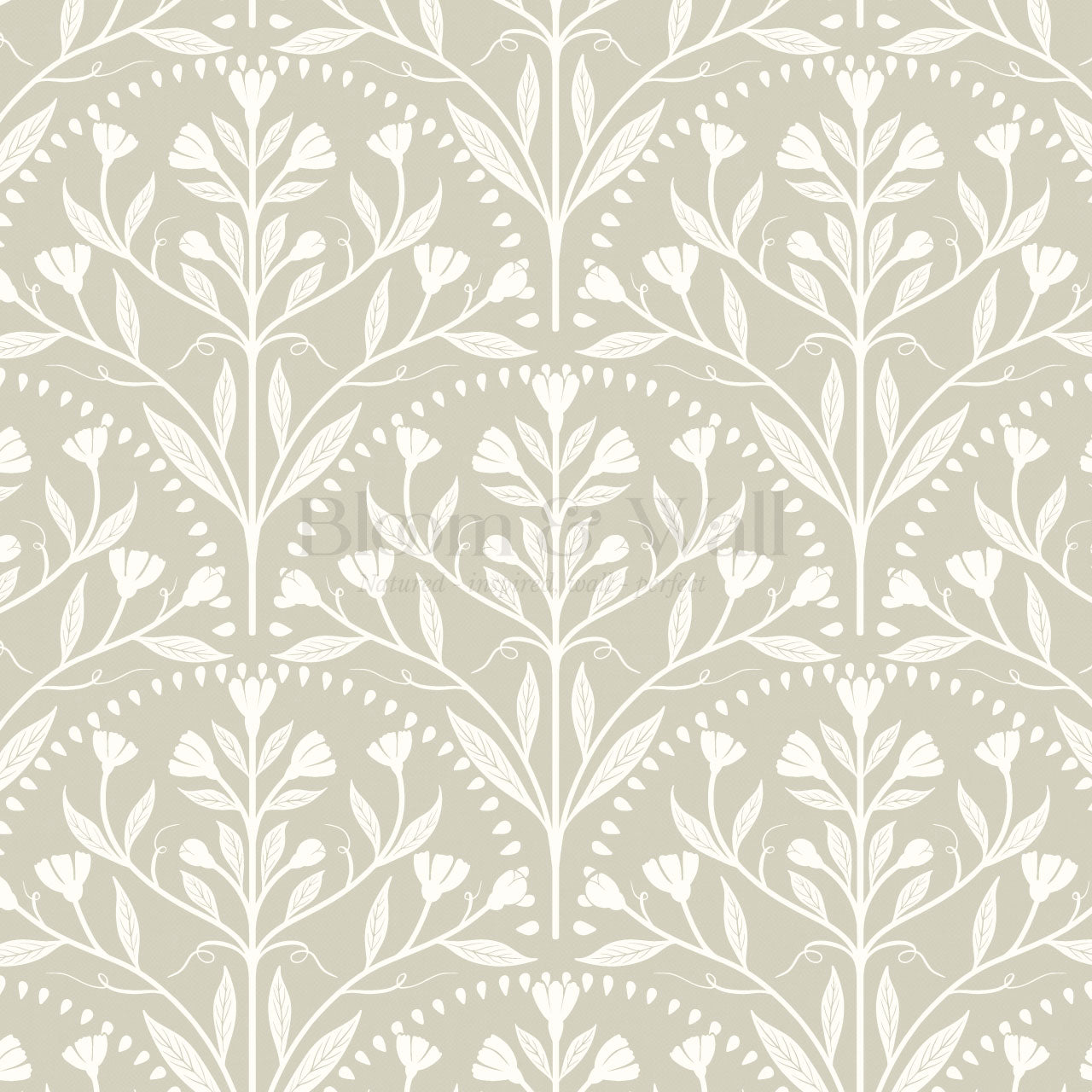 Rochelle Creeping Trellis Scallop Taupe Wallpaper