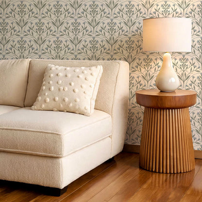 Rochelle Creeping Trellis Scallop Blue Green Wallpaper