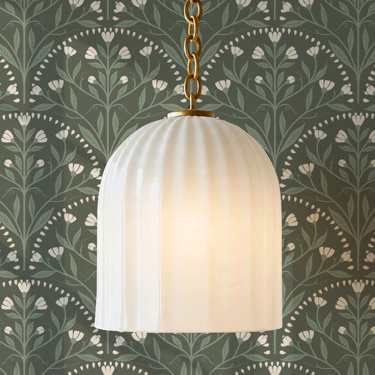 Rochelle Creeping Trellis Scallop Forest Wallpaper