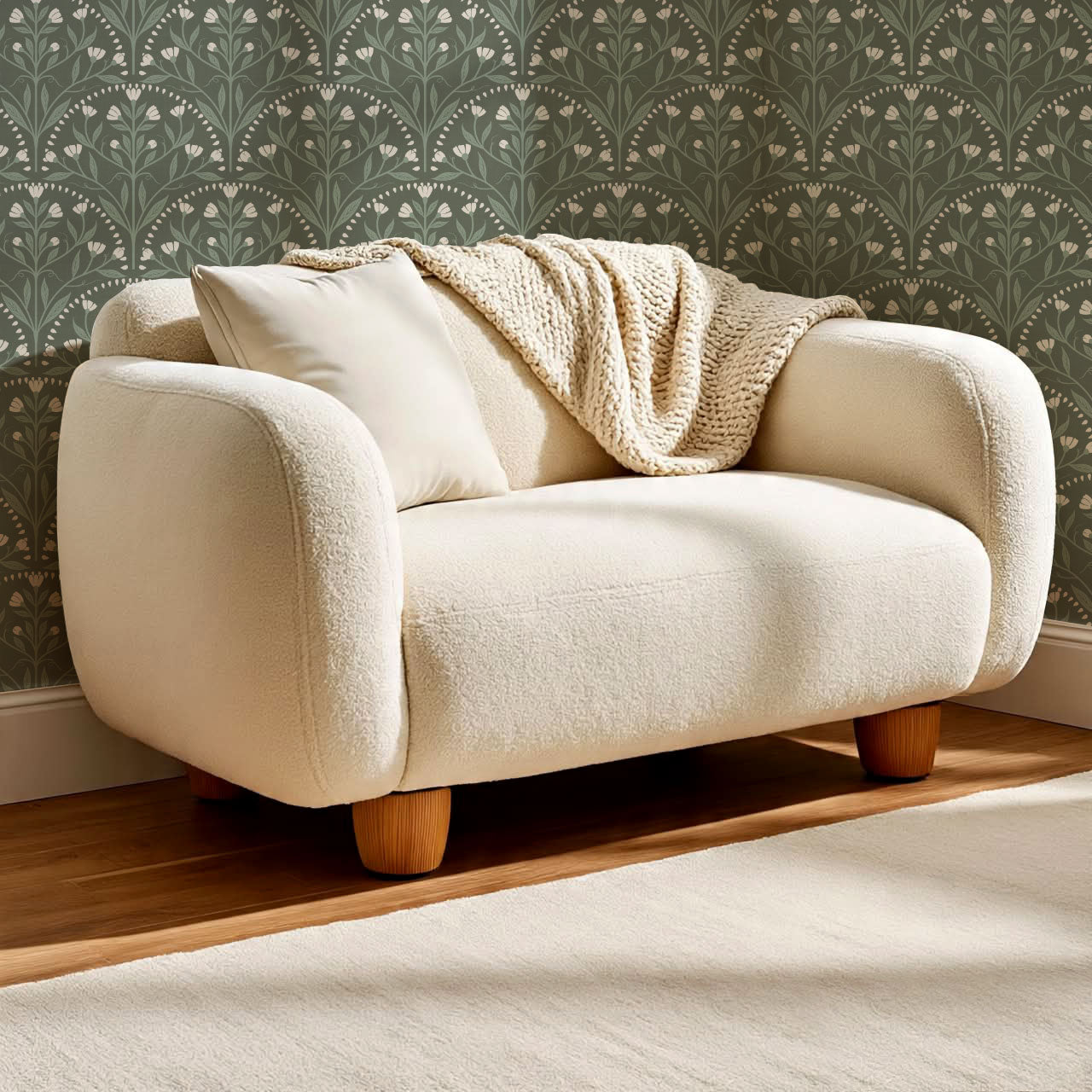 Rochelle Creeping Trellis Scallop Forest Wallpaper