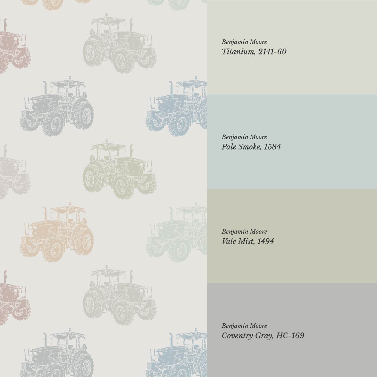 Rolli Tractor Muted Multicolor Gray Wallpaper